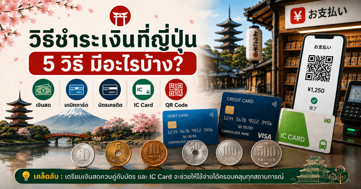 วิธีชำระเงินที่ญี่ปุ่น 5 วิธี เงินสด บัตรเดบิต บัตรเครดิต IC Card และ QR Code